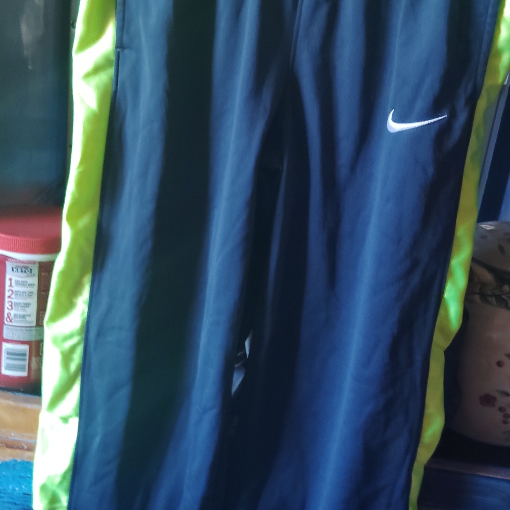 Nike Kids Dark Blue and Neon Yellow Joggers